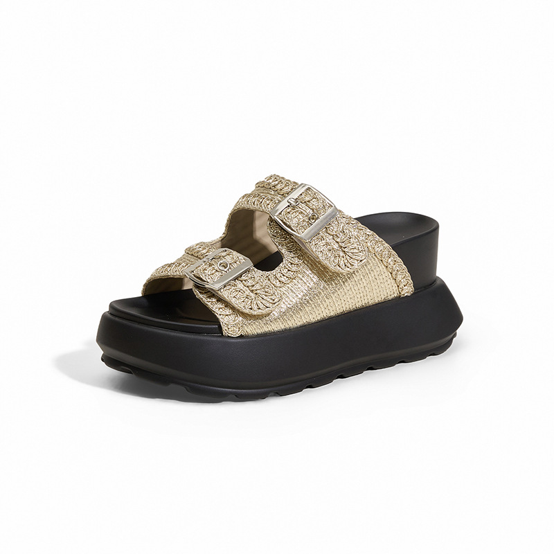 Women Shoes Japanese Brand - 8 ซม.หนังไมโครไฟเบอร์ยี่ห้อ 2025 ฤดูร้อน Chunky รองเท้าผ้าใบรองเท้าแตะรองเท้าแตะชายหาดรองเท้าแตะรองเท้า
