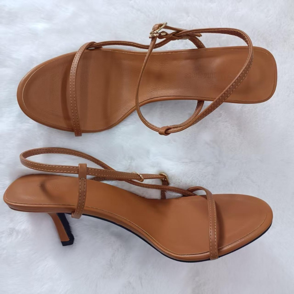 Women Shoes Formal - รองเท้าแตะฤดูร้อนสำหรับผู้หญิง แบบใหม่ สายรัดข้อเท้าแบบหัวเข็มขัดเดียว รองเท้าส้นสูงแบบเปิดนิ้วเท้า รองเท้าส้นสูงสำหรับผู้หญิง