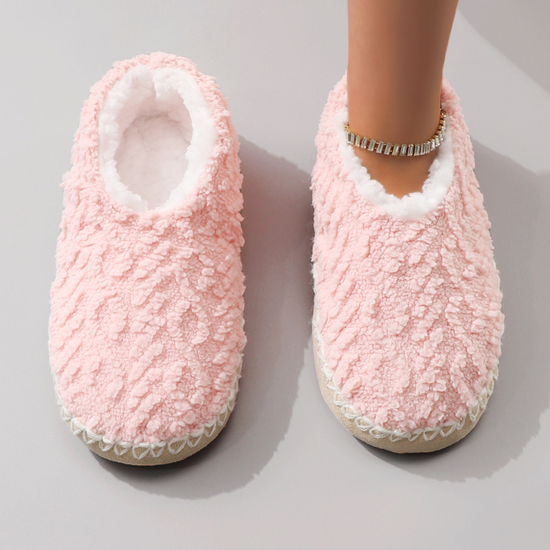 Women Shoes On Sale - รองเท้าแตะใส่ในบ้านสำหรับผู้หญิง ดีไซน์เรียบง่าย ทันสมัย สีพื้น บุขนหนา สำหรับฤดูใบไม้ร่วงและฤดูหนาว