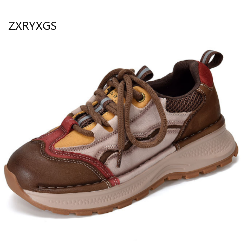 Women Shoes Size 4 In Cm - รองเท้าผ้าใบหนังวัวแท้ ZXRYXGS แต่งสีสวยงาม ดีไซน์ทันสมัย พื้นหนา กันลื่น