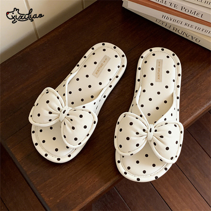 Women Shoes On Sale - รองเท้าแตะในบ้าน XIXITIAO สำหรับผู้หญิง แฟชั่นลำลอง ดีไซน์โบว์ผ้าฝ้าย รองเท้าใส่ในห้องนอน