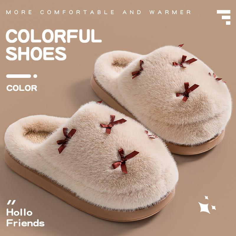 Women Shoes On Sale - รองเท้าแตะใส่ในบ้านผ้าฝ้ายสำหรับผู้หญิงรุ่นใหม่ปี 2026 พื้นหนา บุขนฟลีซอุ่น กันลื่น สำหรับฤดูใบไม้ร่วงและฤดูหนาว