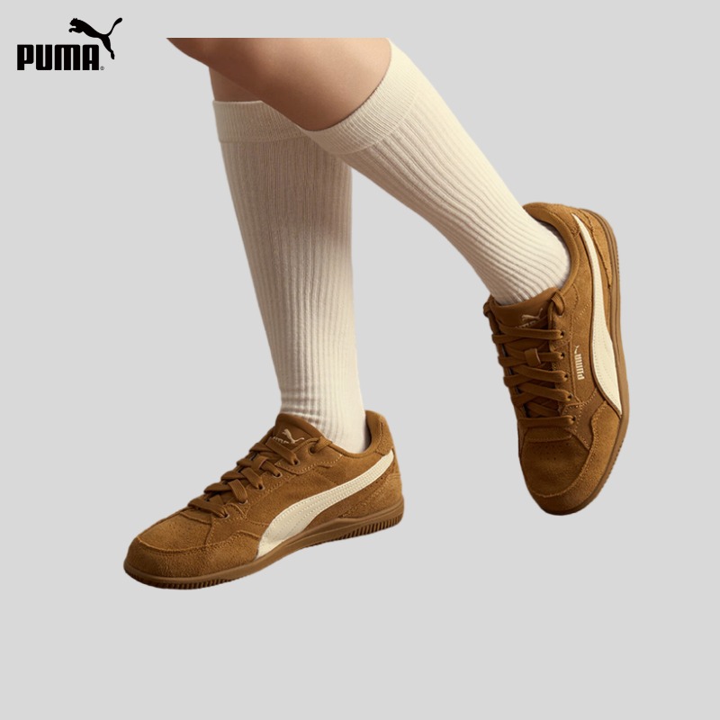 Women Shoes Puma - รองเท้าผ้าใบพูม่า พื้นบาง สีน้ำตาลสไตล์เรโทร สำหรับผู้หญิง รองเท้าลำลองหุ้มข้อต่ำสำหรับฤดูร้อน KMODA