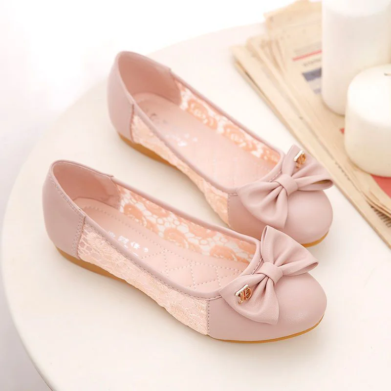 Women Shoes Quick Delivery - รองเท้าสตรีแบบสวมรองเท้าหนังนิ่มรอบนิ้วเท้ารองเท้าส้นแบนของผู้หญิงพร้อมโบว์สีชมพูราคาต่ํา 39 จัดส่งด่วน Non Beau ส่วนลดวันนี้
