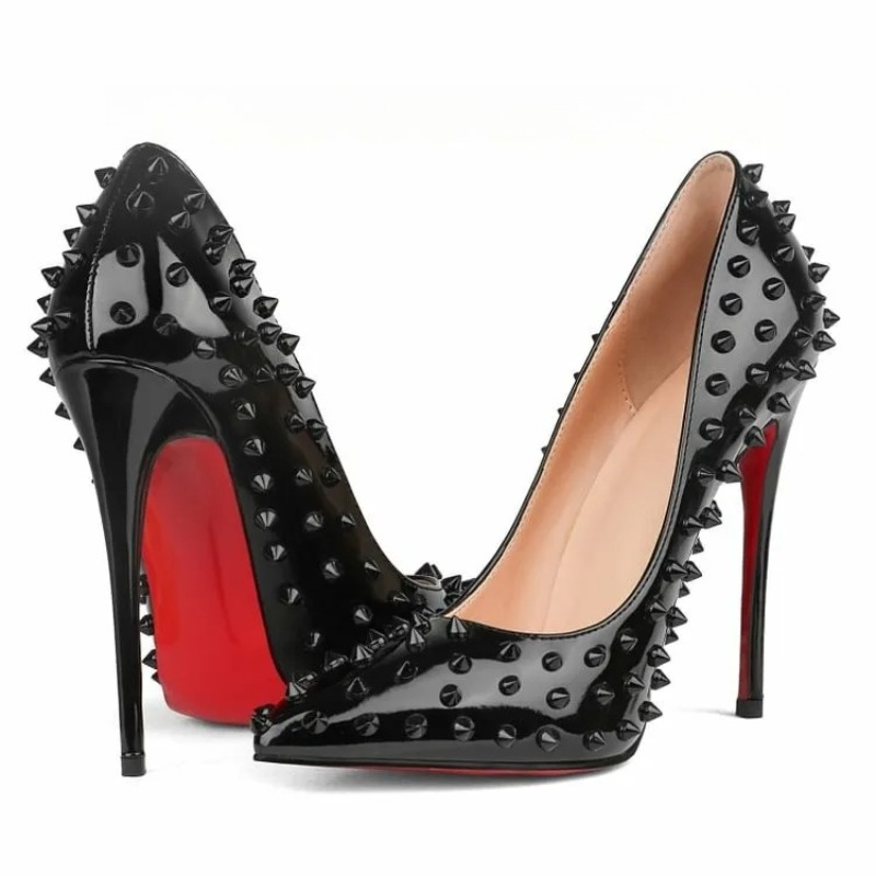 Women Shoes Japanese Brand - รองเท้าผู้หญิงแฟชั่นเซ็กซี่ หัวแหลม ส้นสูง ไซส์ใหญ่ ประดับหมุด ส้นเข็ม