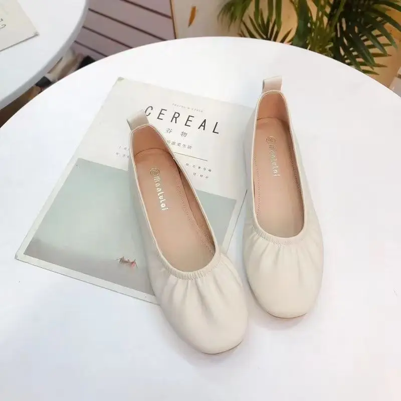 Women Shoes Quick Delivery - รองเท้าผู้หญิงสไตล์เกาหลีรองเท้าส้นแบนลำลองสำหรับผู้หญิงรองเท้าหัวมนส่งเร็วดูสง่าทันสมัยกันลื่น