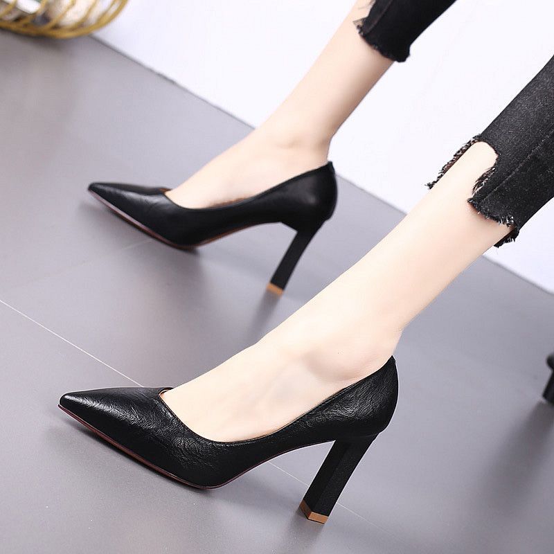 Women Shoes Quick Delivery - รองเท้าผู้หญิง 2025 สไตล์สติลเลตโต้ รองเท้าฤดูร้อน ส้นเหลี่ยม รองเท้าทำงาน