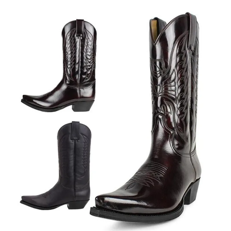 Western Cowgirl Boot - คาวบอยผู้ชายผู้หญิงประเทศ Vintage Knight Western รถจักรยานยนต์รองเท้าหนังปัก Pointed