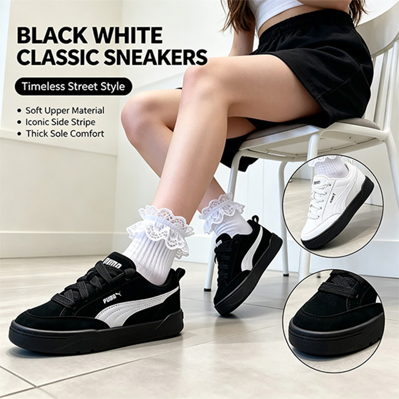 Women Shoes Puma - รองเท้าผู้ชาย Puma 401606-15 สีดำ สีขาว หนังกลับ