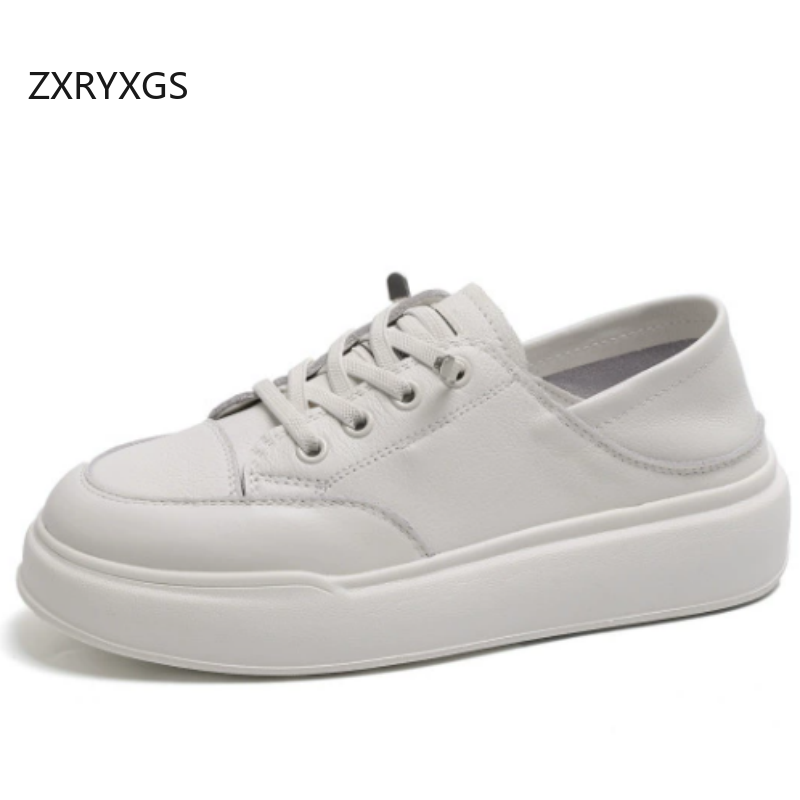 Women Shoes Size 4 In Cm - ZXRYXGS 2026 รองเท้าผ้าใบสีขาวหนังวัวชั้นบนสุดยอดนิยมส้นแบนพื้นหนาสบายรองเท้าเดินทางของผู้หญิงรองเท้าผ้าใบลำลอง