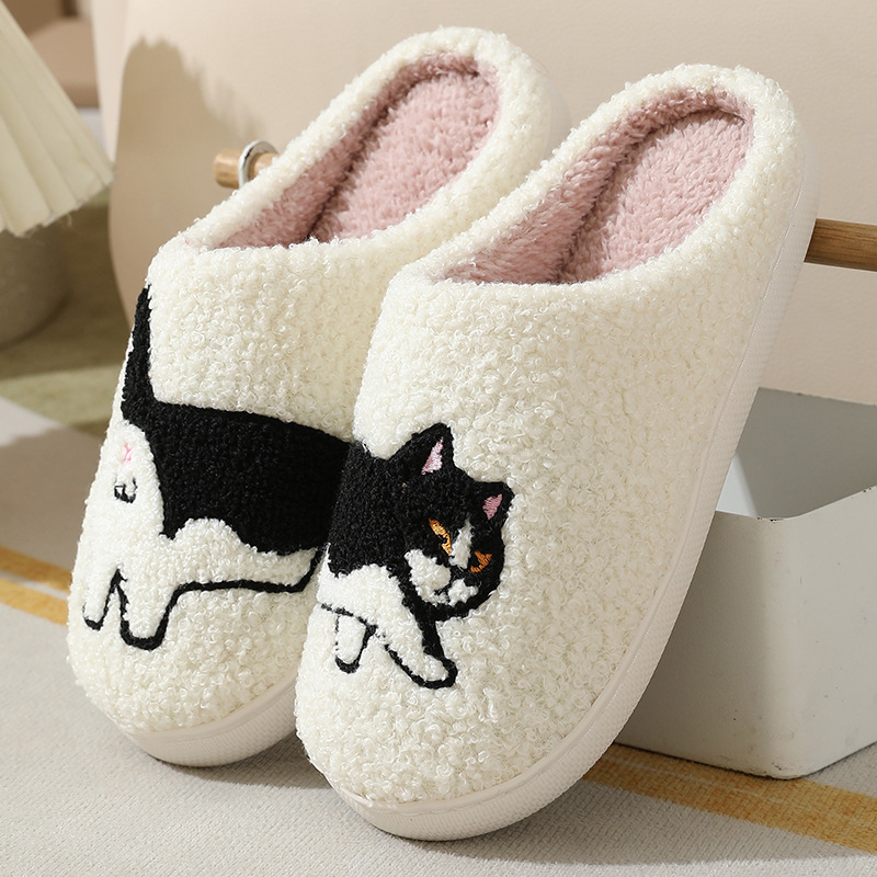 Women Shoes On Sale - รองเท้าแตะบ้านปักลายดัชชุนด์น่ารักสำหรับฤดูหนาว ผ้าพลัฌอย่างดี เสียงเงียบ อุ่นสบาย กันลื่น เหมาะสำหรับใส่ในบ้าน