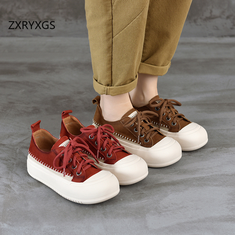 รองเท้าผ้าใบหนังวัวแท้ ZXRYXGS - Women Shoes Size 4 In Cm บทวิจารณ์และราคา
