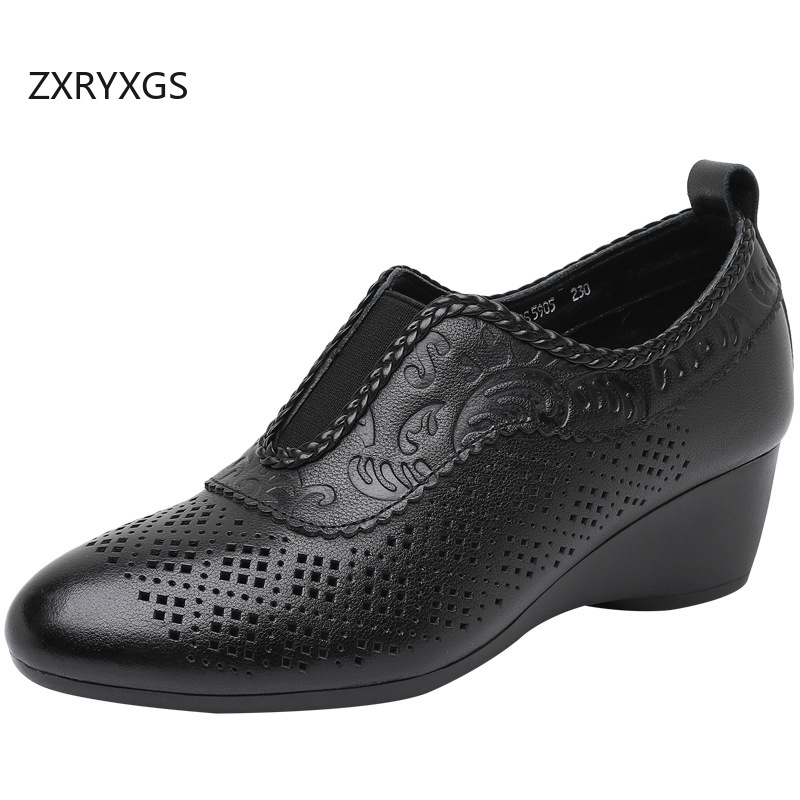 ZXRYXGS Cowhideชั้นบนสุดHollow - Women Shoes Size 4 In Cm บทวิจารณ์และราคา