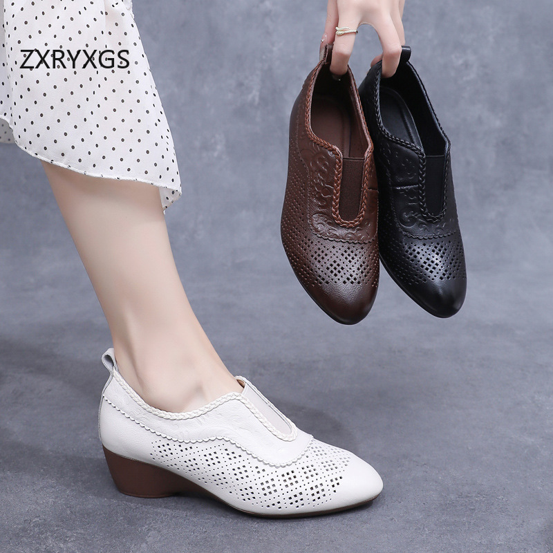 ZXRYXGS Cowhideชั้นบนสุดHollow - Women Shoes Size 4 In Cm บทวิจารณ์และราคา