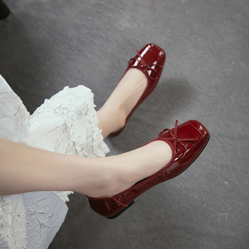 รองเท้าส้นเตี้ยหัวมนหนังแท้ ปร - Women Shoes Japanese Brand บทวิจารณ์และราคา