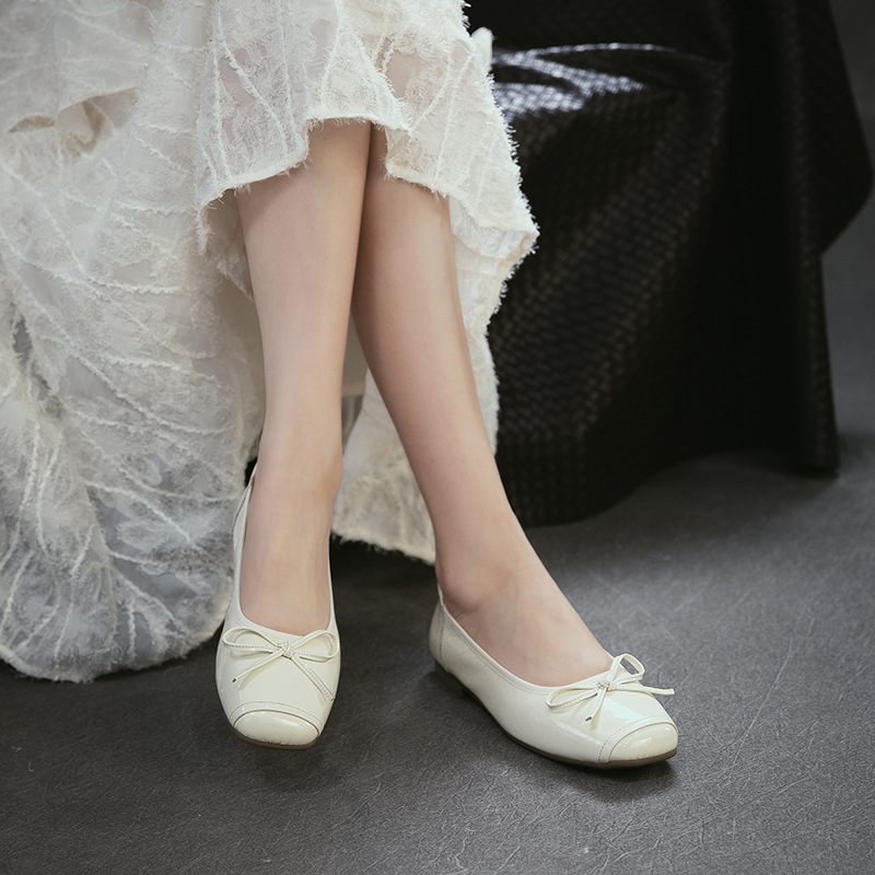รองเท้าส้นเตี้ยหัวมนหนังแท้ ปร - Women Shoes Japanese Brand บทวิจารณ์และราคา