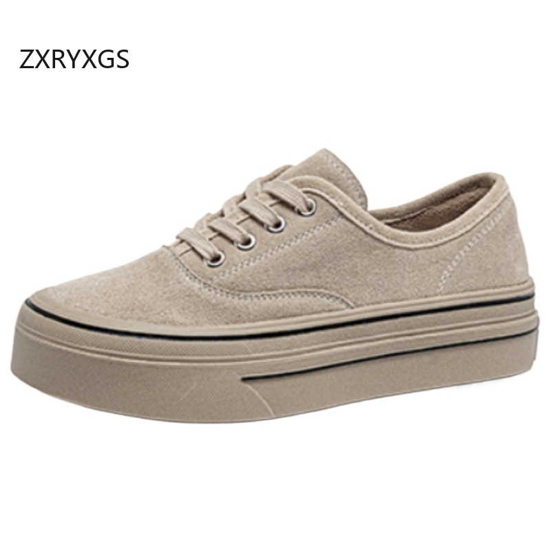 ZXRYXGS รองเท้าผ้าใบหนังวัวฟรอ - Women Shoes Size 4 In Cm บทวิจารณ์และราคา