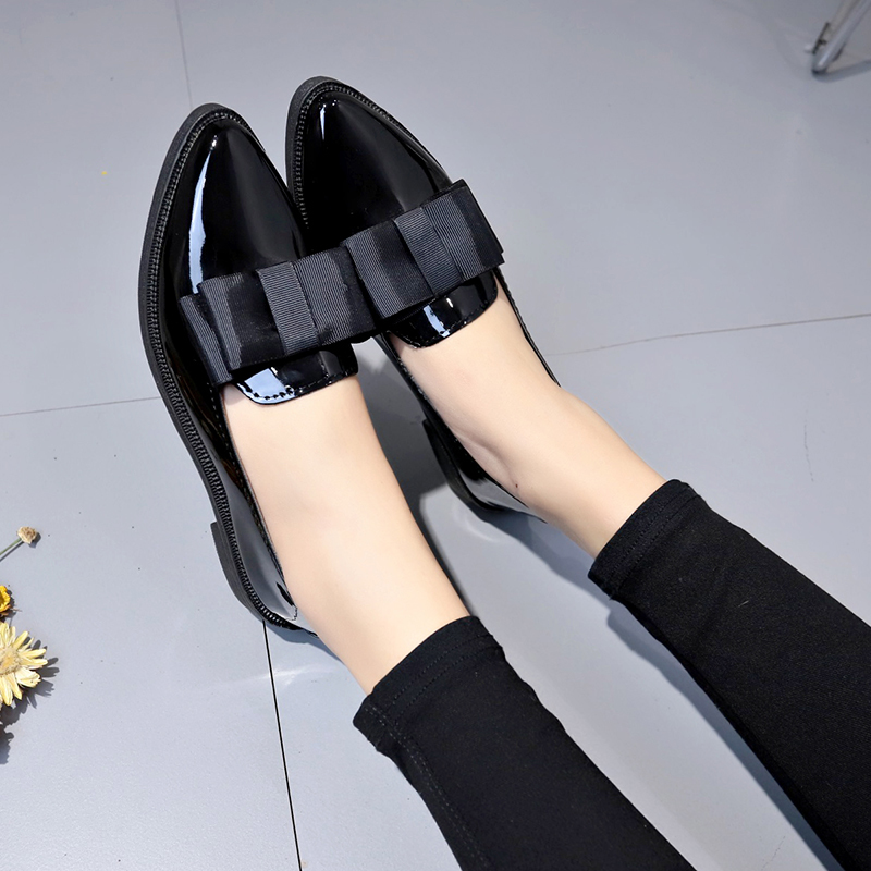 รองเท้าส้นเตี้ยหนังแก้วสีดำ/สี - Women Shoes Formal บทวิจารณ์และราคา