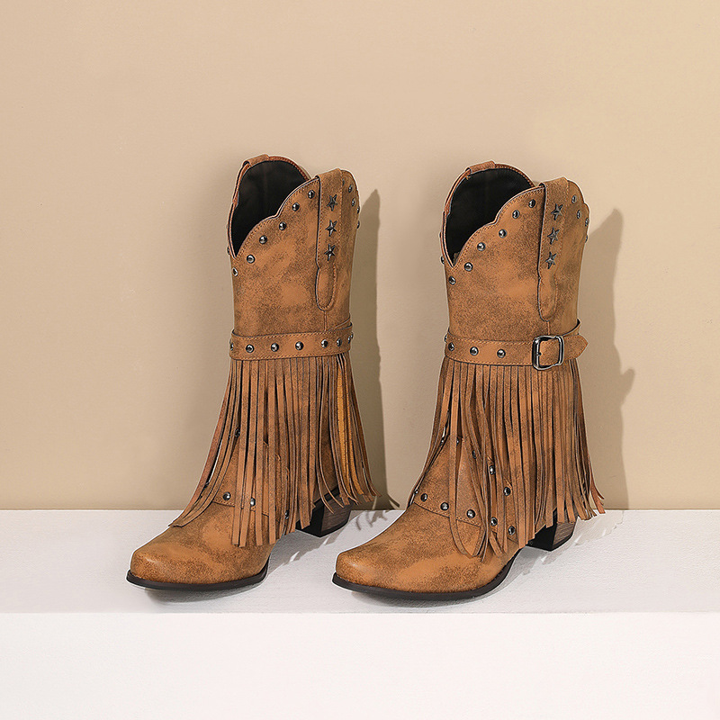 ผู้หญิงวินเทจชาติพันธุ์ Wester - Western Cowgirl Boot บทวิจารณ์และราคา