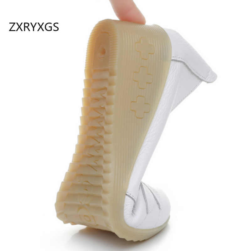 ZXRYXGS พรีเมี่ยมของแท้หนังสีข - Women Shoes Size 4 In Cm บทวิจารณ์และราคา