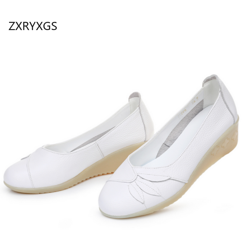 ZXRYXGS พรีเมี่ยมของแท้หนังสีข - Women Shoes Size 4 In Cm บทวิจารณ์และราคา