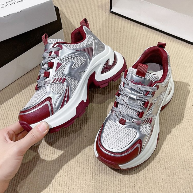 รองเท้าผ้าใบส้นหนาสำหรับผู้หญิ - Women'S Shoes Burgundy บทวิจารณ์และราคา