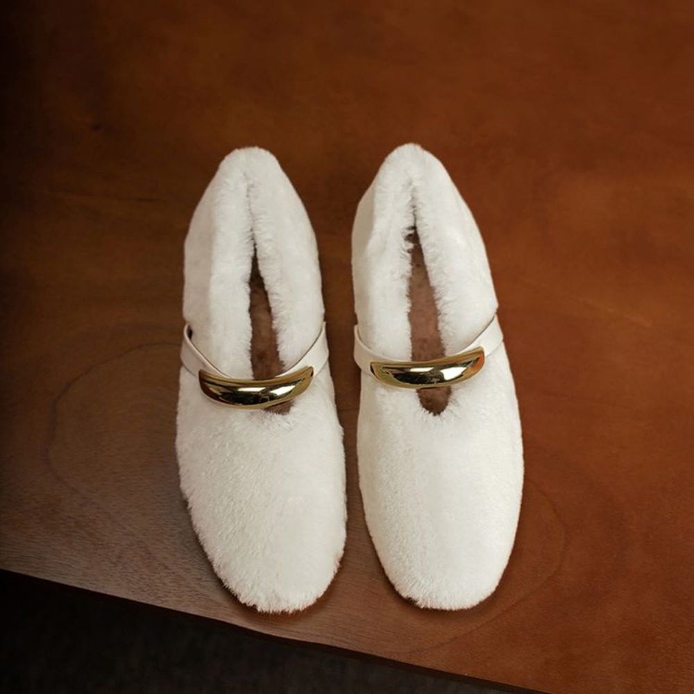 รองเท้าบัลเล่ต์หัวเหลี่ยมบุขนแ - Women Shoes Japanese Brand บทวิจารณ์และราคา