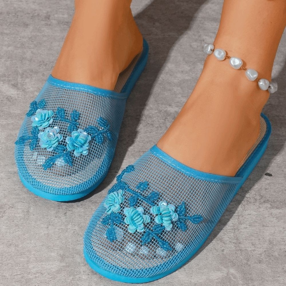 รองเท้าแตะตาข่ายปักลายดอกไม้แบ - Mule Slip On บทวิจารณ์และราคา