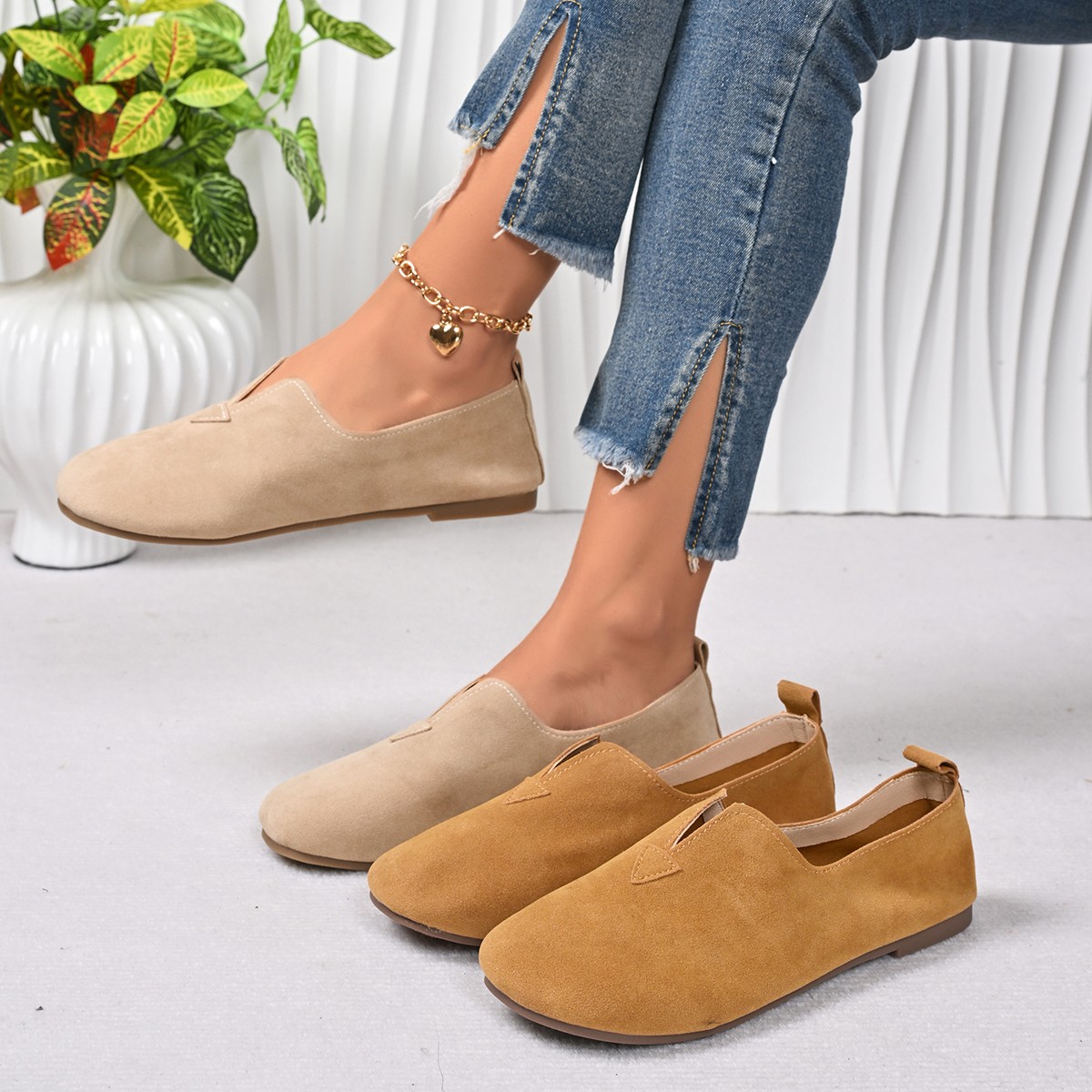 รองเท้าส้นเตี้ยสตรีแบบสวม หัวก - Women Shoes Quick Delivery บทวิจารณ์และราคา