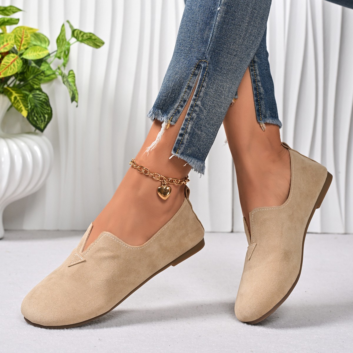 รองเท้าส้นเตี้ยสตรีแบบสวม หัวก - Women Shoes Quick Delivery บทวิจารณ์และราคา