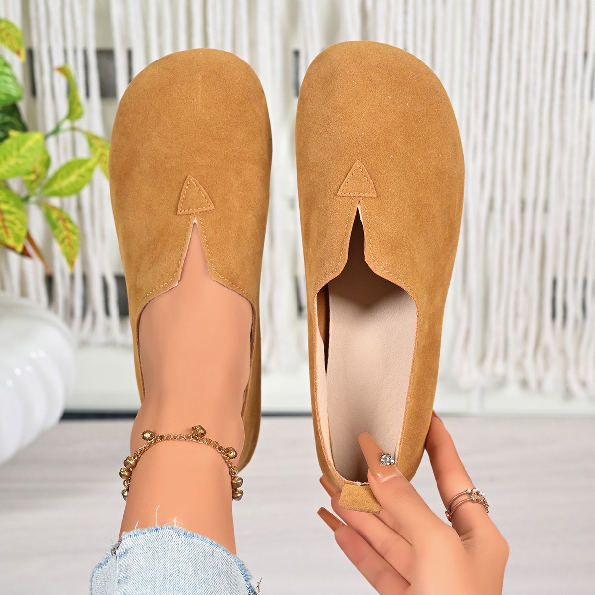 รองเท้าส้นเตี้ยสตรีแบบสวม หัวก - Women Shoes Quick Delivery บทวิจารณ์และราคา