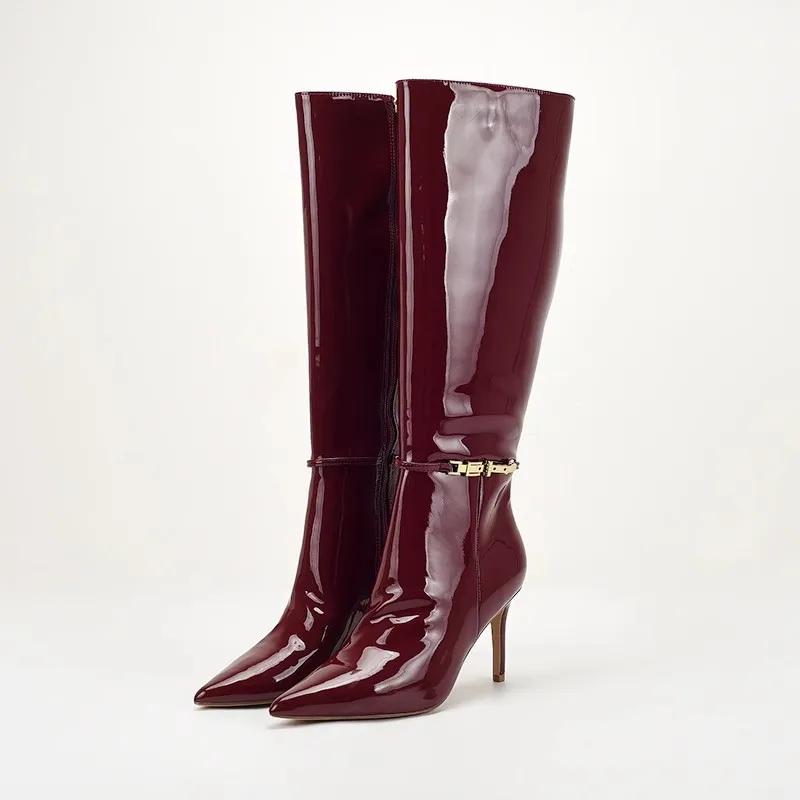 รองเท้าบูทหุ้มข้อสูงทรงส้นเข็ม - Women'S Shoes Burgundy บทวิจารณ์และราคา
