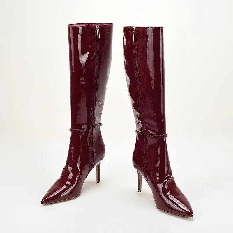 รองเท้าบูทหุ้มข้อสูงทรงส้นเข็ม - Women'S Shoes Burgundy บทวิจารณ์และราคา