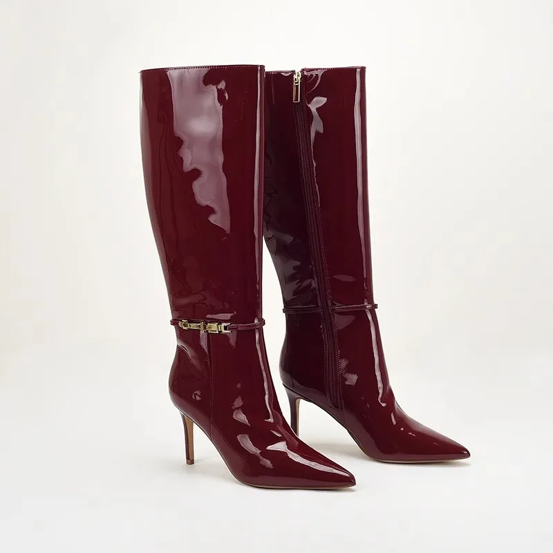 รองเท้าบูทหุ้มข้อสูงทรงส้นเข็ม - Women'S Shoes Burgundy บทวิจารณ์และราคา