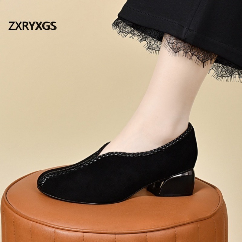 รองเท้าหนังแกะสีดำแบบด้านระดับ - Women Shoes Size 4 In Cm บทวิจารณ์และราคา