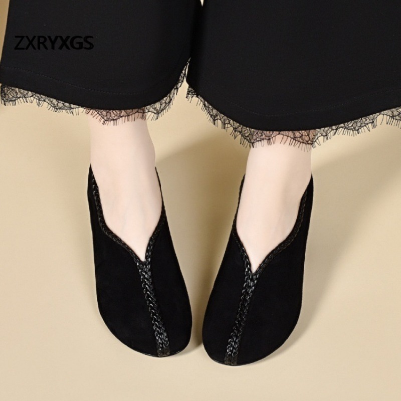 รองเท้าหนังแกะสีดำแบบด้านระดับ - Women Shoes Size 4 In Cm บทวิจารณ์และราคา