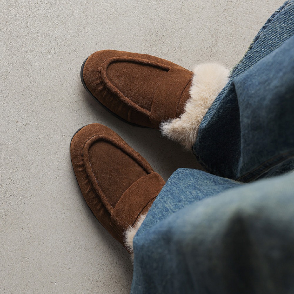 รองเท้าหนังหมูบุขนสัตว์สำหรับผ - Women Shoes Japanese Brand บทวิจารณ์และราคา