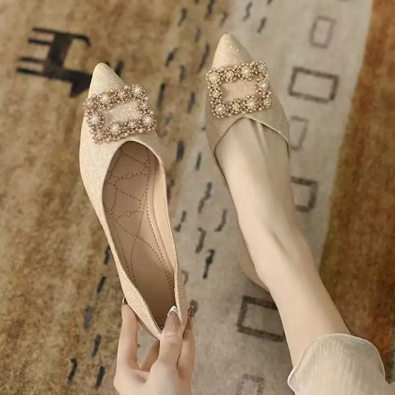 รองเท้าสุภาพสตรีแชมเปญหัวเข็มข - Women Shoes Quick Delivery บทวิจารณ์และราคา