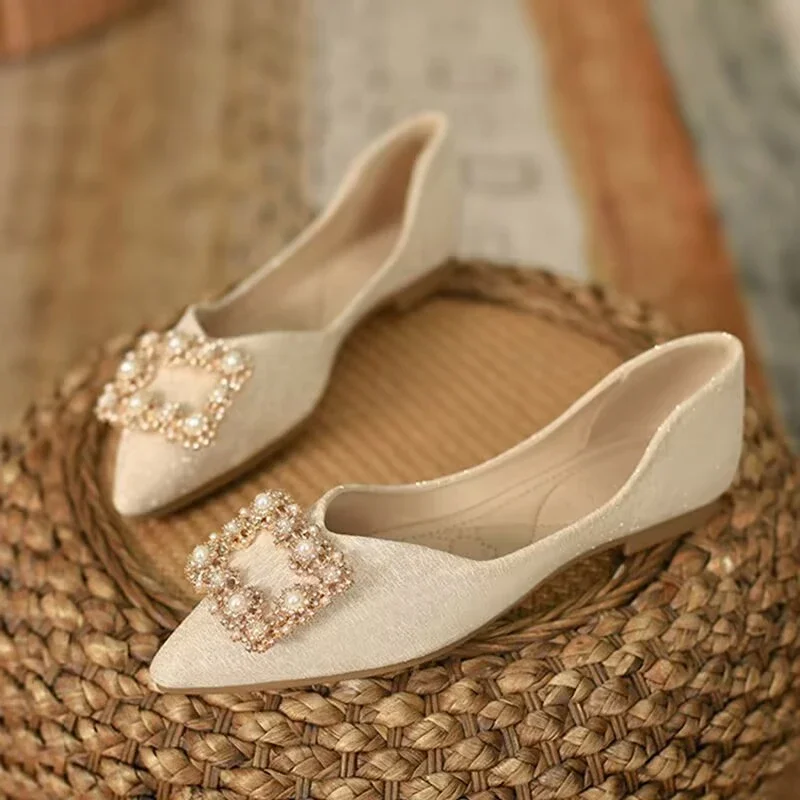 รองเท้าสุภาพสตรีแชมเปญหัวเข็มข - Women Shoes Quick Delivery บทวิจารณ์และราคา